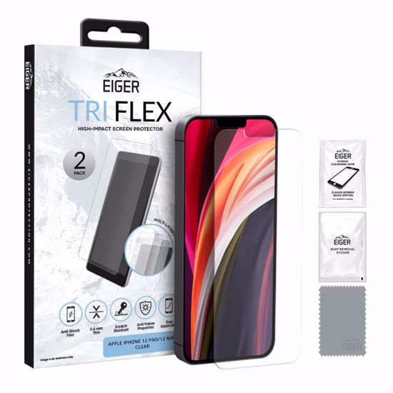 Picture of Eiger Eiger Tri Flex High-Impact Film Screen Protector (2 Pack) for Apple iPhone 12/12 Pro