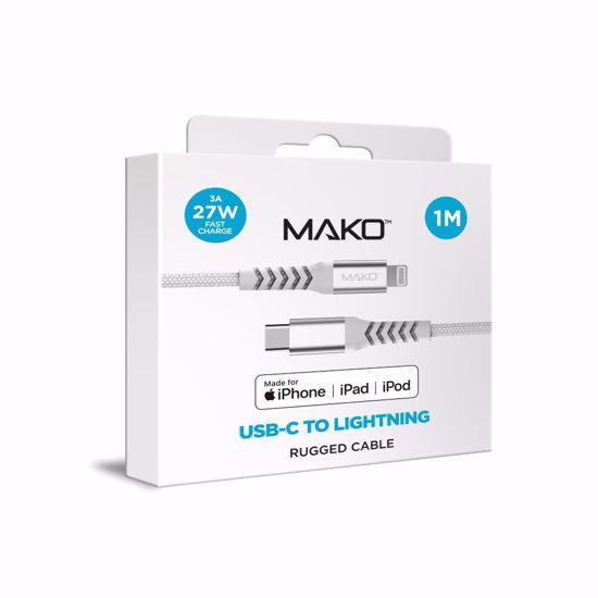 Picture of Mako Mako USB-C to Lightning 27W MFI 1M Cable in White
